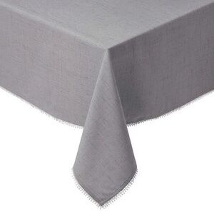 Elegant Gray Tablecloth with Lace Trim